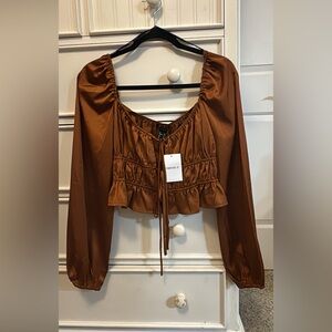 Forever 21 Rust Brown Long Sleeve Blouse